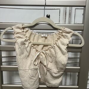 Cream Ruffled Crop Top